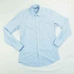 Uniqlo Small Men's Blue White Check Long Sleeve Cotton Pocket Shirt